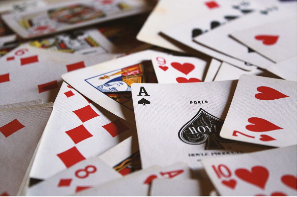 playing cards with Ace on top